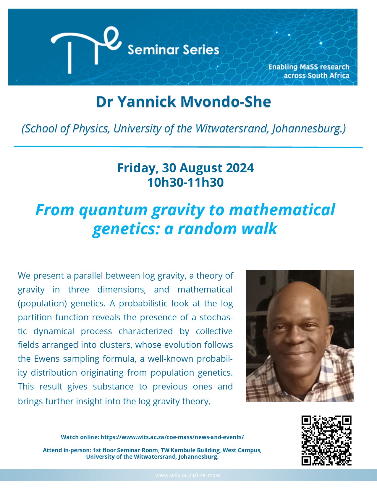 CoE-MaSS Seminar Series with Dr Yannick Mvondo-She